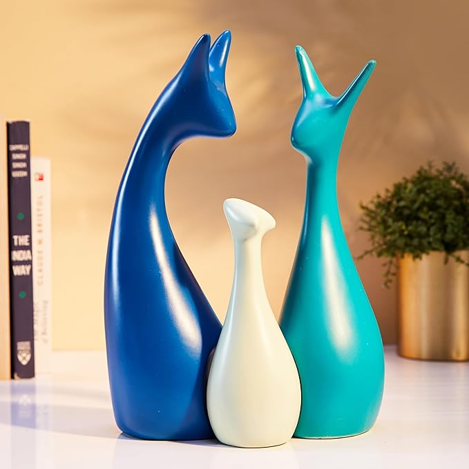 amazon basics Home Decor Happy Deer Family Statue Ceramic Figures