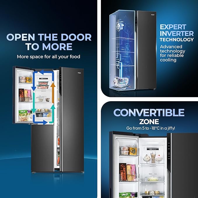 598L 3 Star 3-Door Side by Side Frost Free Refrigerator